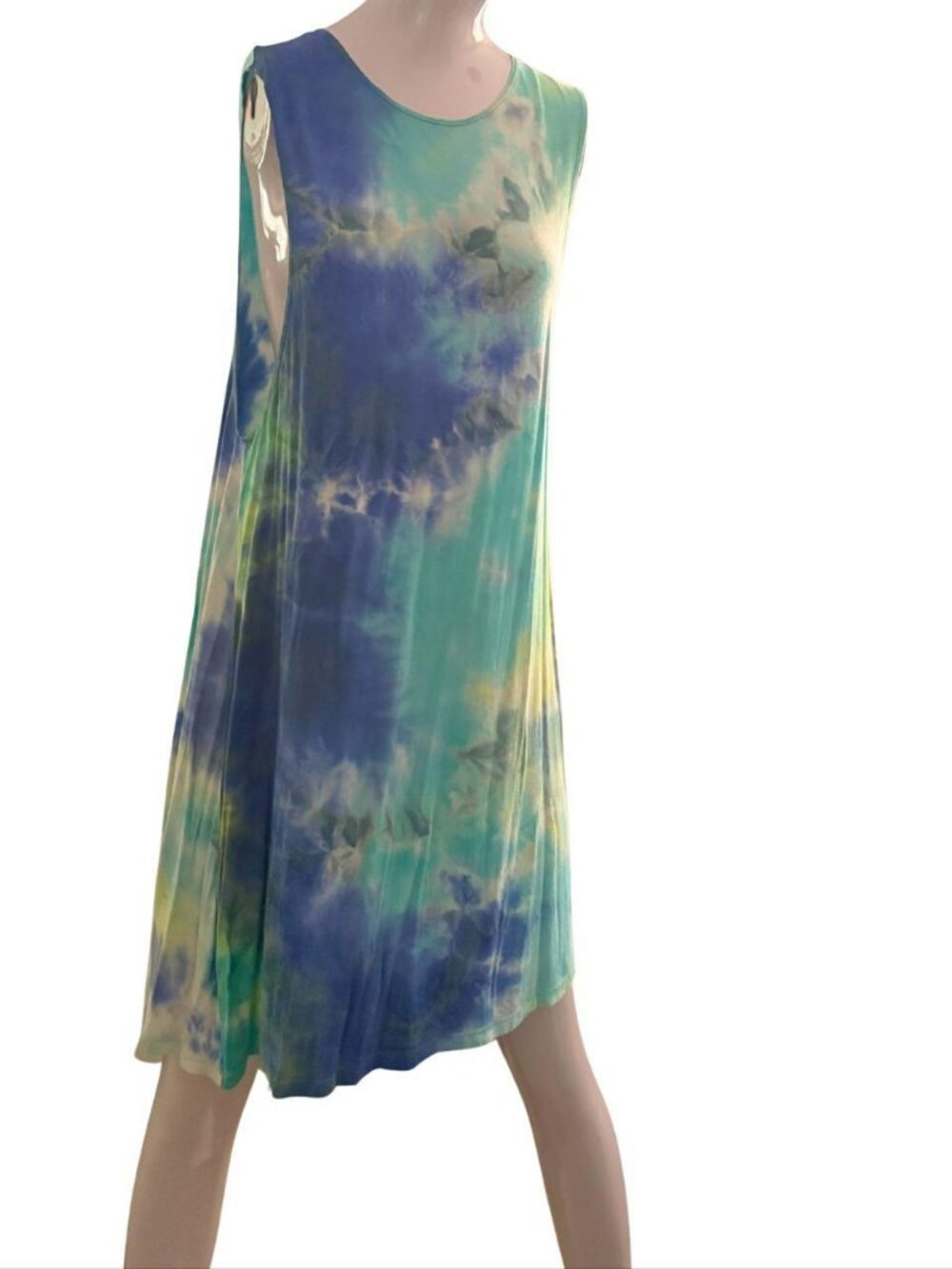 American Apparel Blue and Green Tie Dye Shift Dress